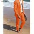 Linen Suits for Men Slim Fit Summer Formal Business Wedding Beach Thin Tuxedo Tailor-made Casual Blazer Pants Set Fashion Jacket. 