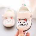 Baby shoes 0-1 years old spring and autumn, soft base baby soft bottom leather shoes casual learning footwear smiley face, cute. 