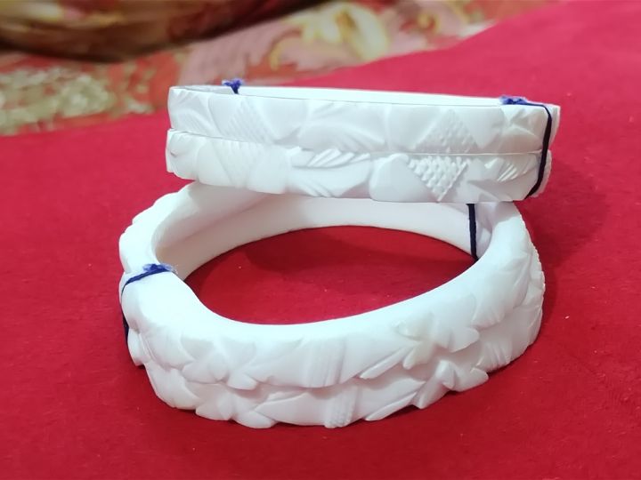 Saad Shell White Round Oval Latest Design Shakha Pola Bangles for Women , Multi ...