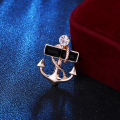Crystal Stoned Anchor Brooch For Men's Suit Pin Fashion Accessories. 