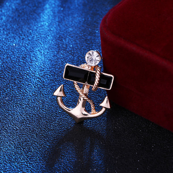 Crystal%20Stoned%20Anchor%20Brooch%20For%20Men's%20Suit%20Pin%20Fashion%20Accessories%20-%20Image%202
