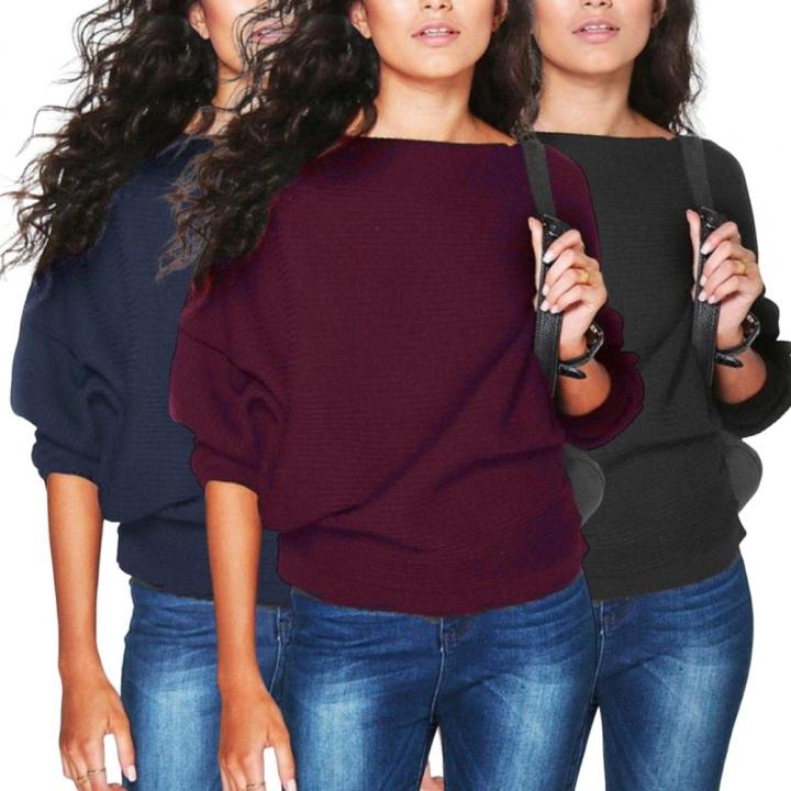 Boat%20Neck%20Batwing%20Long%20Sleeve%20Ribbed%20Sweater%20Autumn%20Winter%20Elastic%20Women%20Knitwear%20Solid%20Color%20Loose%20Sweater%20Top%20Streetwear%20-%20Image%204