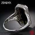 ZDADAN 925 Sterling Silver Big Square Emerald Gemstone Ring For Women Wedding Jewelry Accessories Wholesale.