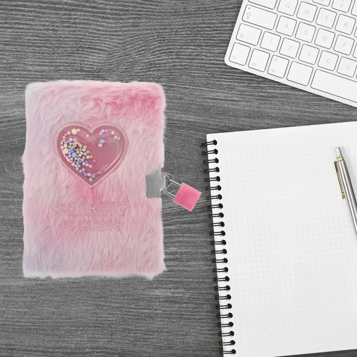Girl's%20Diary%20Fuzzy%20Lock%20Journal%20Soft%20Cover%20Furry%20Notebook%20with%20Notebooks%20for%20Kids%20Heart%20Account%20Locking%20Writing%20Girls%20-%20Image%202