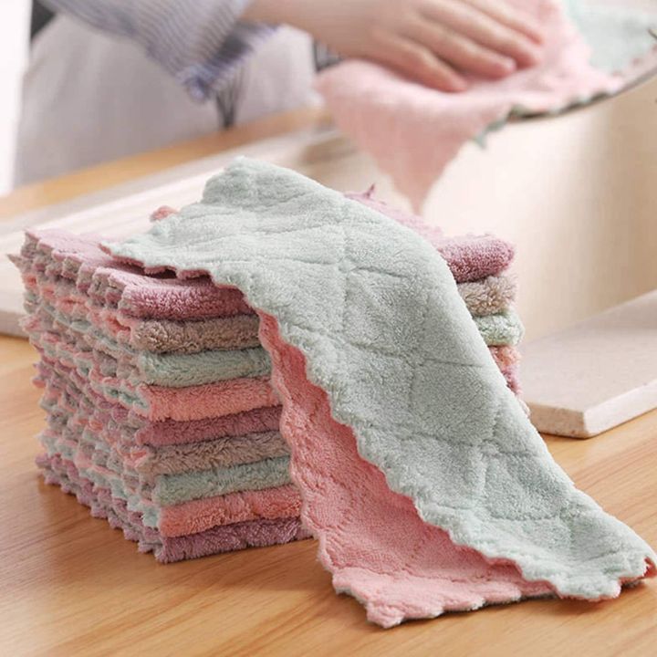Kitchen Supplies Absorbent Hanging Towel Coral Fleece Tea Towel Microfiber Cleaning Towel Kitchen Car Cleaning- Kitchen Towel