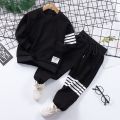 Spring Striped Baby Boys Workout Sweatshirt + Drawstring Sweatpant Sets Kids Tracksuit Child Jumper Pant Jogger Set 2-11 Years. 