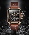 OLEVS 9919 Square Fashion Watches for Men Chronograph Waterproof Leather Wrist Watch - Watch For Men.