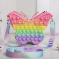 Butterfly with Rainbow Cloud Pop Itting Purse For Girls Sensory Fidget Toy Silicone Shoulder Bag Push. 
