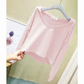Plus size shoulders irregular long sleeve T-shirt women's autumn slim casual hooded sweatshirt versatile trend lazy style. 