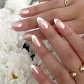 24Pcs Almond Nail with Beveled French Design Glitter Stripes False Nails Round Head Wearable Press on Nails Manicure Tips. 