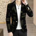 Elegant Jacket Blazer Male Suit 2023 New in Casual Boutiqu Business Letter Printing Slim College Style Suit Blazers Jacket Coat.