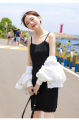 IELGY mid-length lace stitching camisole female outer wear inner lining skirt was thin and large size inner bottoming dress summer.