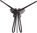 Women's  Lace G-String Thongs with Pearls - Transparent Nylon/Spandex Lingerie, One Size. 
