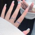 ins sweet wind purple diamond love zircon open ring female four-pointed star niche cold wind light luxury personality ring.