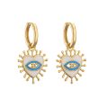HECHENG,1 pair,Love Heart Shape Evil Eyes Drop Earrings For Women Vintage Statement Crystal Dangle Jewelry.