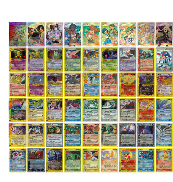 【Get the Perfect Fit】 54Pcs NEW DIY Pokemon Flash Cards 1996 Years Charizard Blastoise Venusaur Ninetales Game Battle Collection Cards