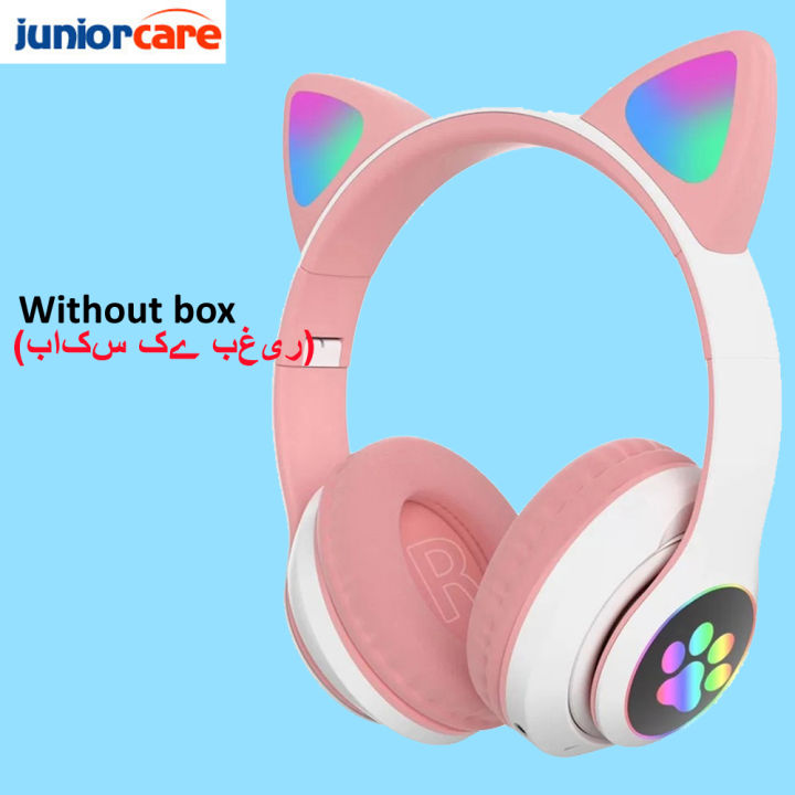 Cat Ears Headphones Flash Light Wireless With MIC Control LED Kid