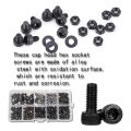 300 Pcs Nuts Bolts Set Hex Bolts Nut and Washer Assortment Screws Bolts M3 Tool Kit with Plastic Box (Black) - Black.