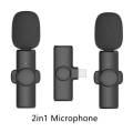 K9 Wireless Dual Microphone Professional Lapel Lavalia Microphone - Type C To remove the word for Adapter Micro SDHC - High-Quality Audio Recording by JN1.