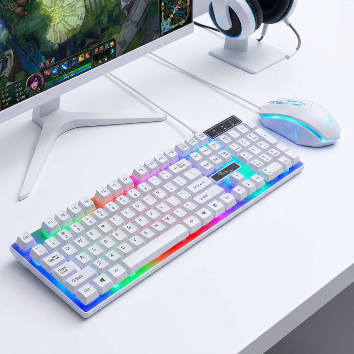 G21 RGB Gaming Keyboard and Mouse Combo Wired USB Backlit Mechanical Feel Set for PC and Laptop
