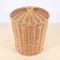 Woven Basket Trash Can Round Rattan Waste Basket with Lid Planter Woven Storage Baskets Wicker Wastebasket Garbage Bin. 