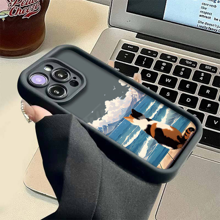 Cute%20Cat%20Watching%20the%20Sea%20Case%20for%20iPhone%2014%2015%20Pro%20Max%2013%2012%201happy1%20X%20XS%20XR%207%208%20Plus%20SE%202020%20Shockproof%20Silicone%20Protective%20Cover%20-%20Image%205