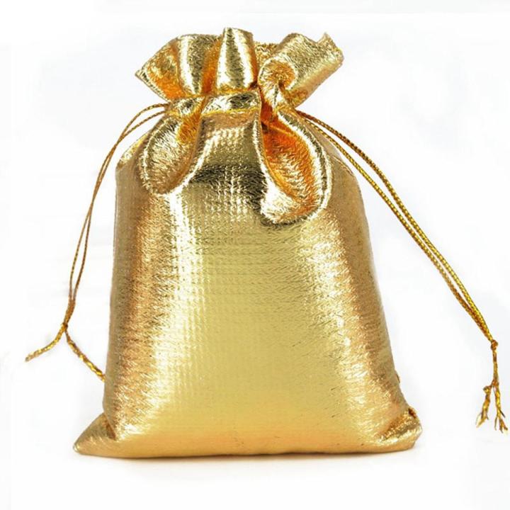 100Pcs Gold Foil Organza Bag Candy Gift Bags Christmas Decoration