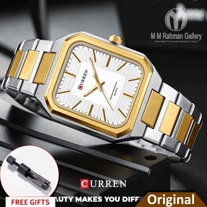 CURREN 8457 Stainless Steel Luminous Hands Fashion Quartz Watch For Men - Toton White Color