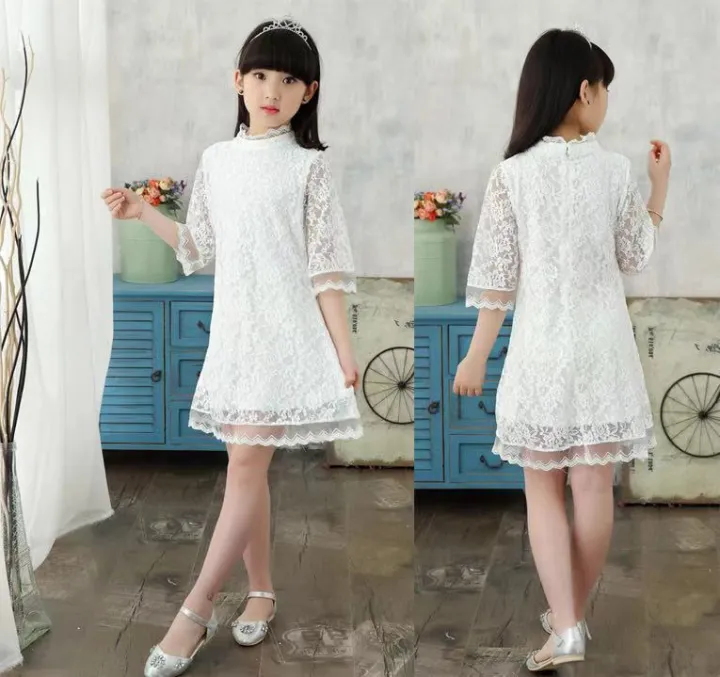 Little%20Girl%20Flower%20Lace%20Princess%20Dress%202y%20to%207y%20round%20neck%20high%20neck%20Kids%20Summer%20Sweet%20Sleeveless%20Dress%20-%20Image%205