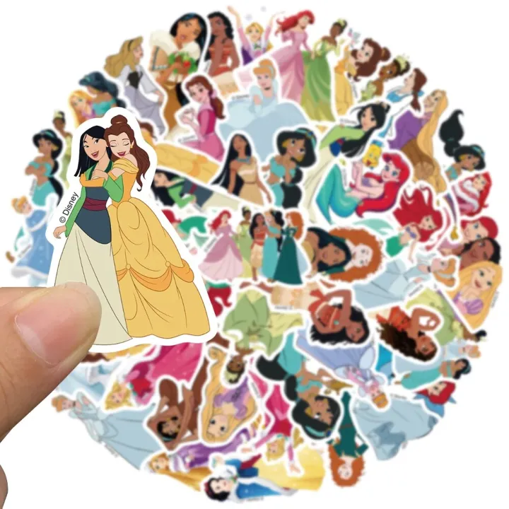 52PCS%20Disney%20Cartoon%20Cute%20Princess%20Stickers%20Aesthetic%20Decal%20Decoration%20Laptop%20Motorcycle%20Luggage%20Car%20Sticker%20for%20Girl%20Kid%20-%20Image%203