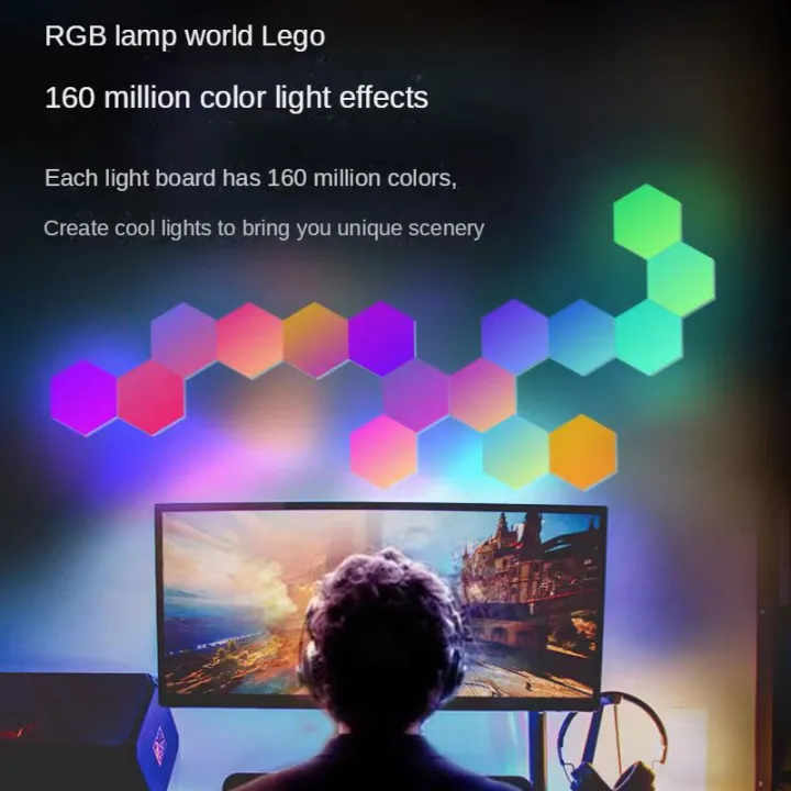 RGB%20Quantum%20LED%20DIY%20Wall%20E-Sports%20Ambience%20Light%20Intelligent%20Honeycomb%20Magic%20Color%20Pickup%20Rhythm%20Lamp%20-%20Image%204