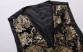 Mens Luxury Red Paisley Bronzing Steampunk Waistcoat Slim Fit V Neck Wedding Suit Vests Men Gothic Aristocrat Victorian Gilet. 