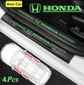 4Pcs 4D Carbon Fiber Luminous Glow in Dark Anti Scratch Car Door Protective Stickers For HONDA.