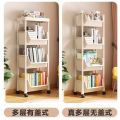 Plastic mobile bookshelf, multi-layer floor shelves, wheeled trolley storage racks, desktop storage cabinets, layered shelves. 