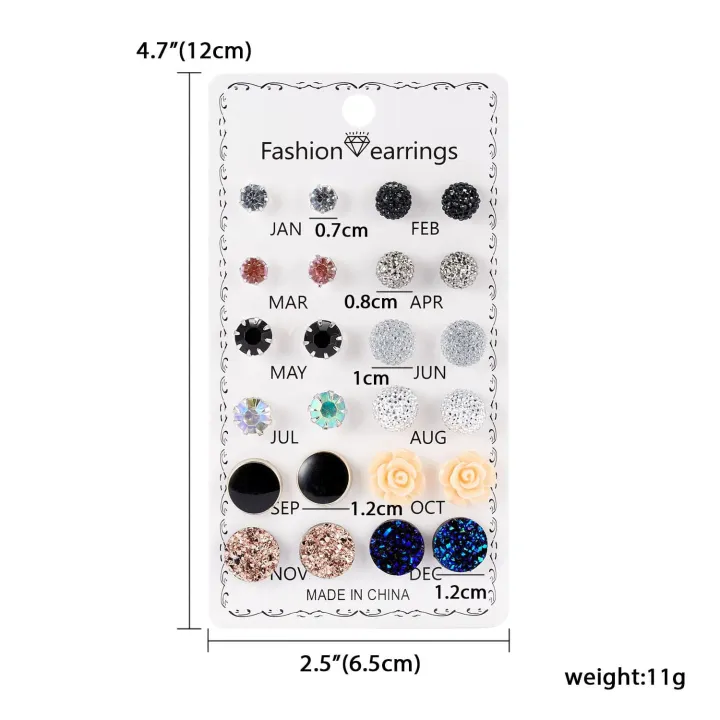 12%20Pairs%20New%20Fashion%20Assorted%20Crystal%20Druzy%20Resin%20Stone%20Round%20Earrings%20Set%20-%20Image%204
