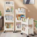 Trolley Bookshelf Portable Creative Mobile Display Cabinet Corner Kitchen Storage Rack Living Room Movable Bookshelf With Wheels. 