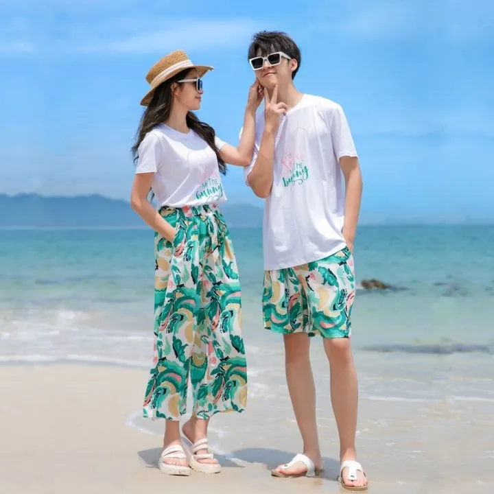 Same%20Color%20Couple%20Wear%20Summer%20New%20Parent-Child%20Wear%20Short%20Sleeve%20T%20T-shirt%20Seaside%20Vacation%20Beach%20Couple%20Leisure%20Wide%20Loose%20Pants%20-%20Image%206