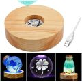 【Thriving】 Light Rotating Display Stand Wood Night Lamp Base Round USB Art Display Holder 10cm LED Light Dispaly Base Bedroom.