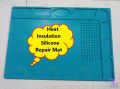 Heat Insulation Silicone Repair Mat, Anti-Static Station Magnetic Repair Silicone Work Pad For Cellphone, Laptop, Watch, Heat Resistant Pad 500°C For Soldering Station Iron- Blue 12.5 x 9 Inch. 