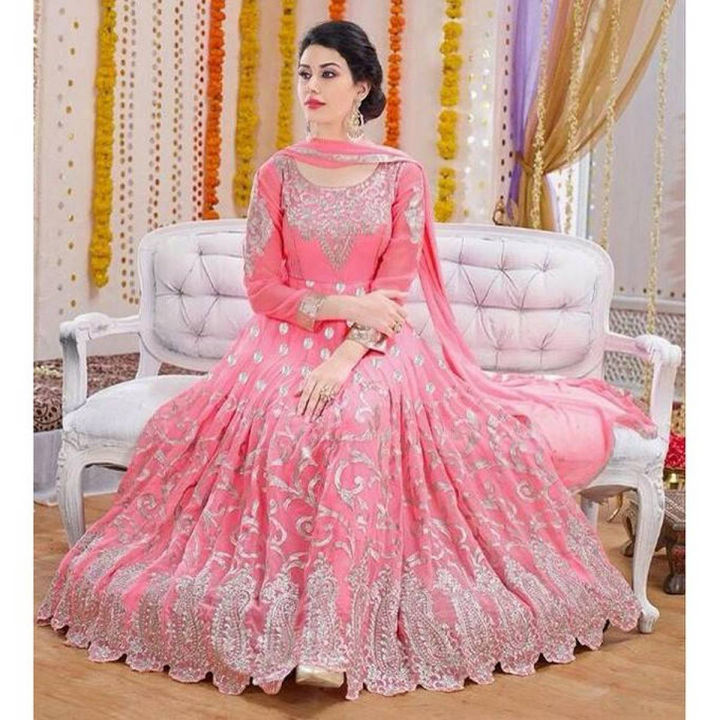 Light Pink Georgette Semi Stitched Gown for Women | Daraz.com.bd