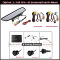 Full Kit 8 Sensors-Blue Sensors-Koorinwoo Car Parking Sensor 5 Inch Mirror Monitor rear view Camera + Front Fort Cam IR Night Vision Alarm System Car Parktronic. 
