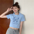 Clothing for BFF Short Short Sleeve T Women's T-shirt 2024 Summer New Korean Style Fashionable Cropped Harajuku Style Student Top. 