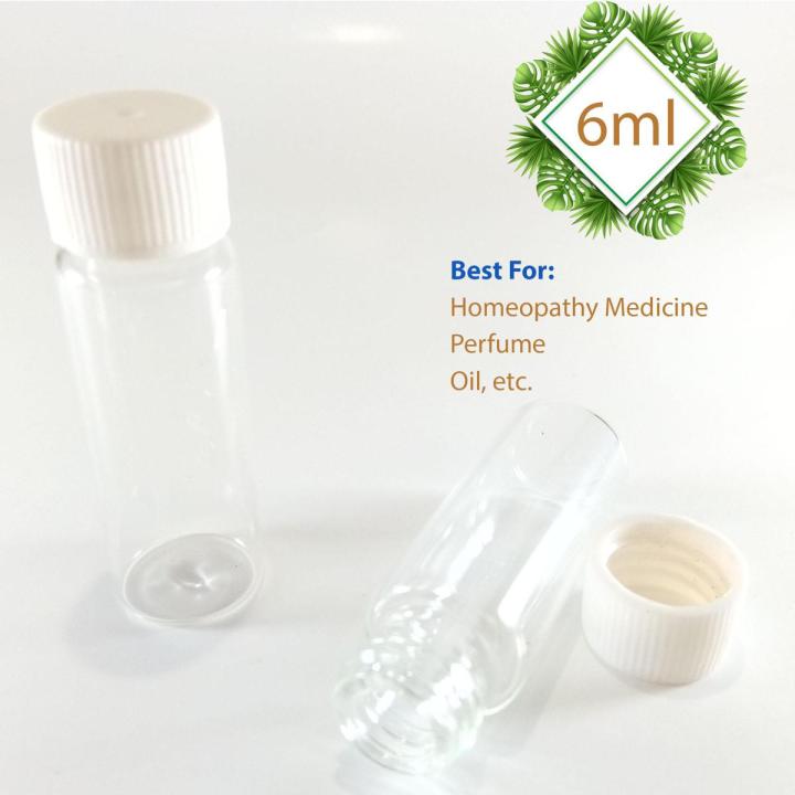 Homeopathy Medicine Small Tiny Empty Clear Glass Bottle With Cap - 6 ml (10pcs)