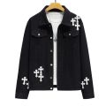 Men's Fashion Cross Embroidery Denim Jacket Spring and Autumn Ins Street Fashion Label Loose Jean Jacket Chaquetas Hombre.