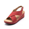 Women Shoes Summer Casual Sandals For Ladies Thick Bottom Wedge Women Sandals Red In Colour Hollow-Carved Design Sandals Women. 