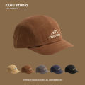 [ New ]5cm Short Brim Baseball Cap Brown Hat Men's Big Head Circumference Soft Top Vintage Embroidered Short Brim Peaked Cap. 
