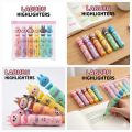 Labubu Cartoon Highlighters (Set of 6) - Cute Bottle Shaped Pastel Marker Pens for Kawaii Stationery Lovers.