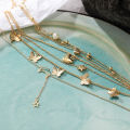 6 Pcs/set Pendant Necklace Creative Personality Multi-layer erflies Moon Peach Heart-shaped Pendant color:old.