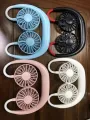 Neck Fan Portable Hand Free Mute Strong Wind Angle Adjustable USB Rechargeable Neck Fan Wearable Suitable for Outdoor without lighting. 