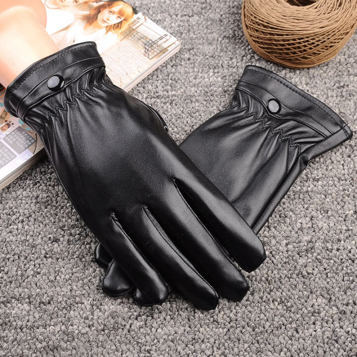 Women's%20leather%20gloves%20autumn%20and%20winter%20outdoor%20bicycle%20cold%20proof%20fashion%20black%20pu%20warm%20fleece%20gloves%20Korean%20version%20-%20Image%208